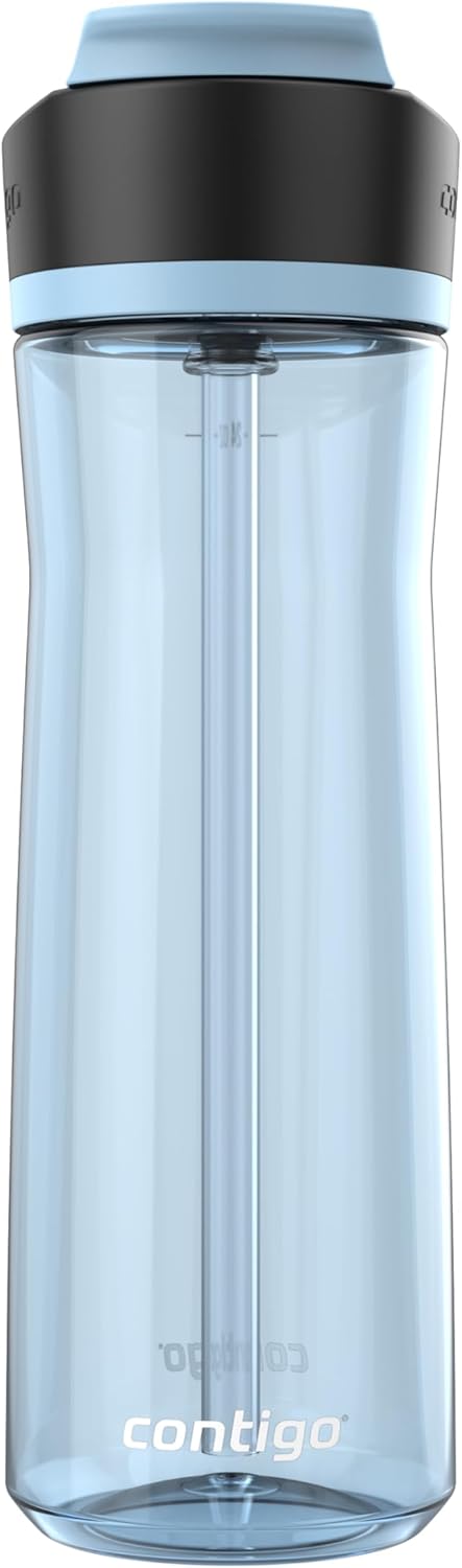 Contigo Ashland 2.0 Leak-Proof Water Bottle with Lid Lock and Angled Straw, Dishwasher Safe, Interchangeable Lid, 24oz, Glacier