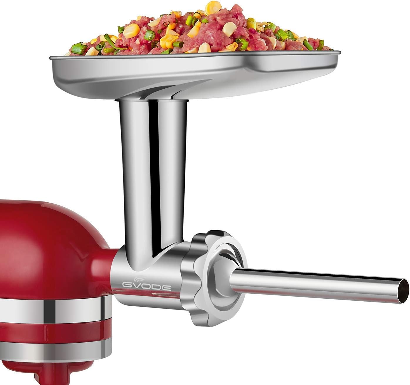 Stainless Steel Meat Grinder Attachment for KitchenAid Stand Mixer, Food Grinder attachment with 4 Grinding Plates, 3 Sausage Stuffer Tubes, 2 Grinding Blades, Mixers Accessories for Kitchen Aid