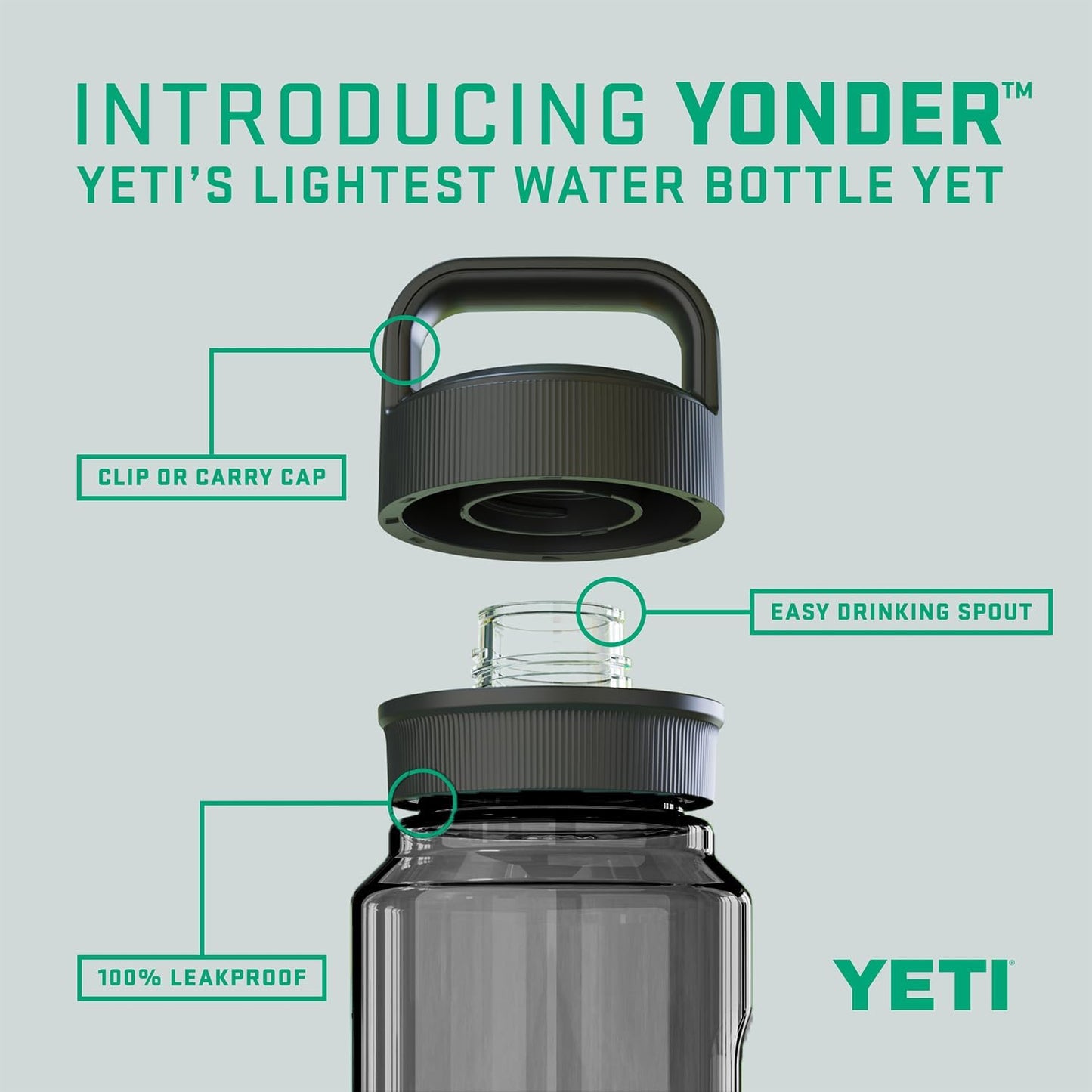 YETI Yonder Water Bottle with Yonder Chug Cap, Lightweight, Leakproof and BPA-Free
