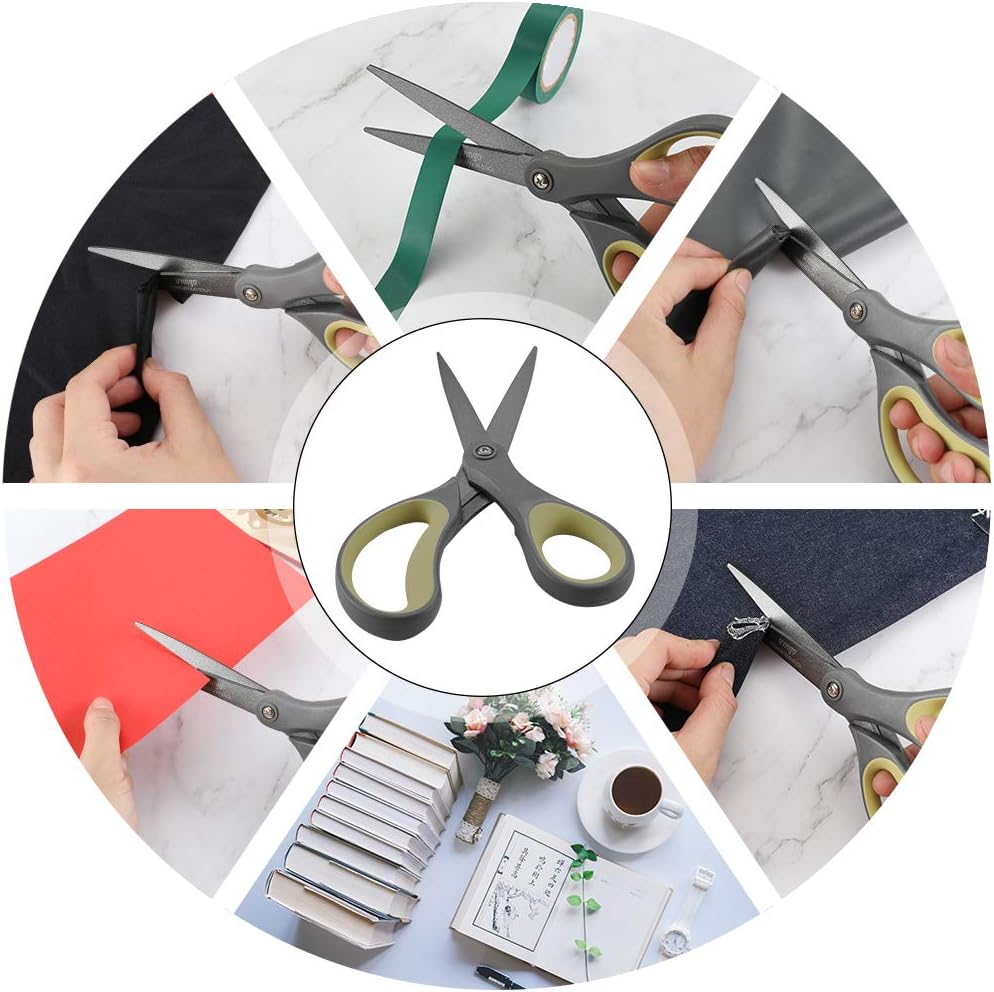 LIVINGO 2 Pack 8" Titanium Non-Stick Scissors, Professional Stainless Steel Comfort Grip, All-Purpose, Straight Office Craft Scissors for Tape, Paper, Cardboard(Green/Yellow)