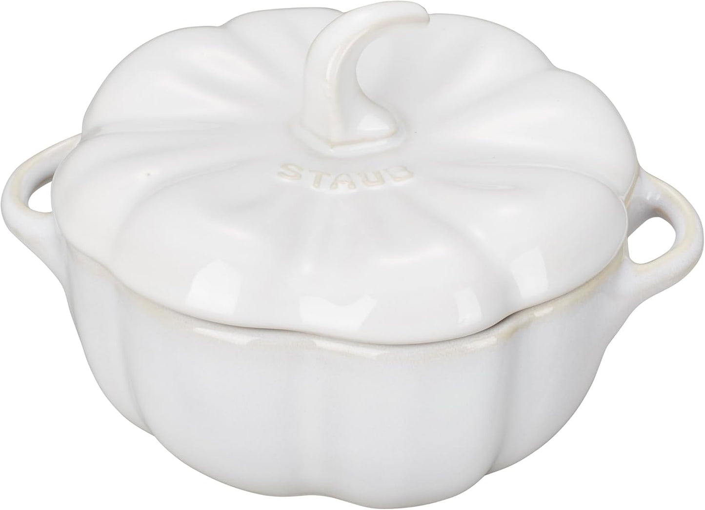 STAUB Ceramic 2-pc 16-oz Petite Pumpkin Cocotte Set - Rustic Ivory