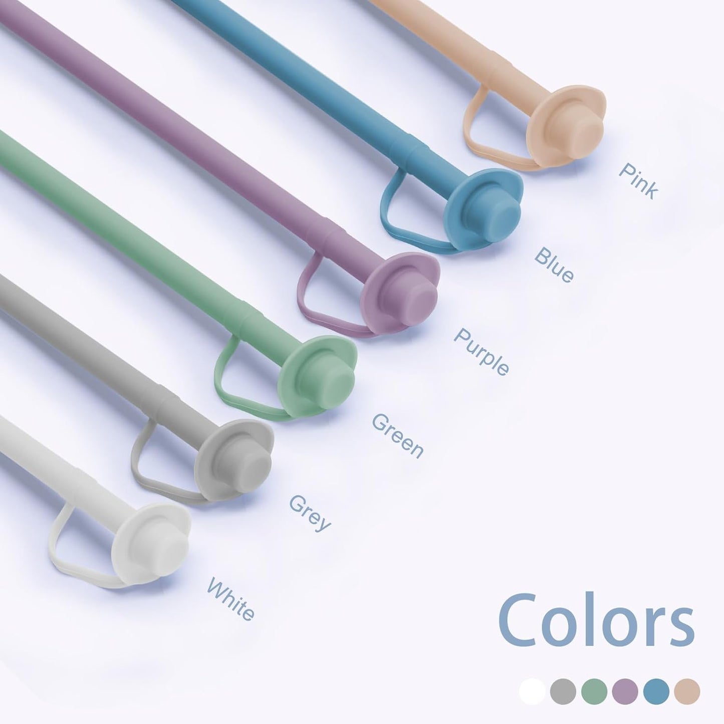 Reusable Silicone Straws with Cover, Bite-Safe, 12”Long Collapsible Drinking Straws for Stanley Owala Cups, Tumblers & Travel – Trim to Fit Any Cup (Green)