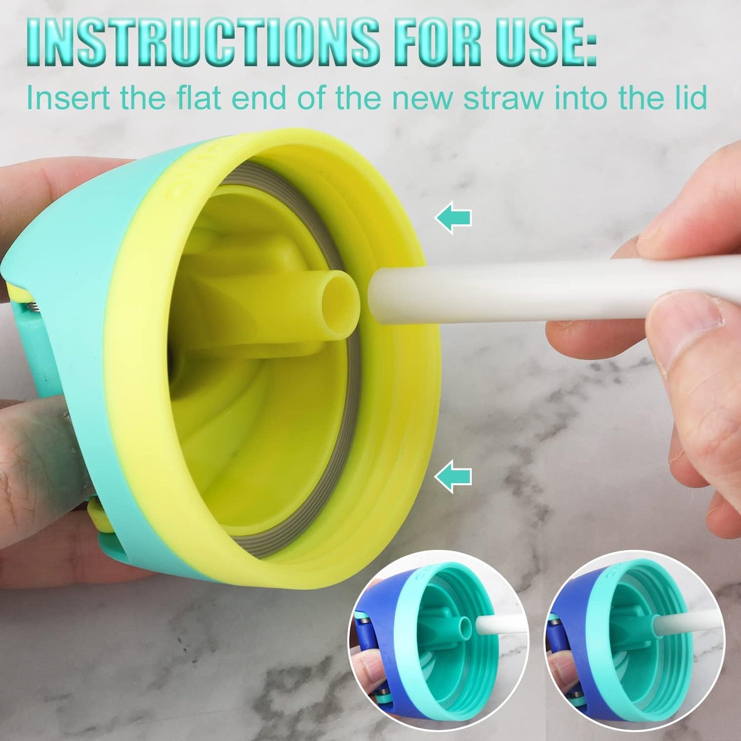 6PCS Replacement Straws for Owala Water Bottle 24 oz 32 oz, Reusable Plastic Straws with Cleaning Brush for Cup 24oz 32oz Travel Tumbler Accessories Parts for Sports Bottle(White)