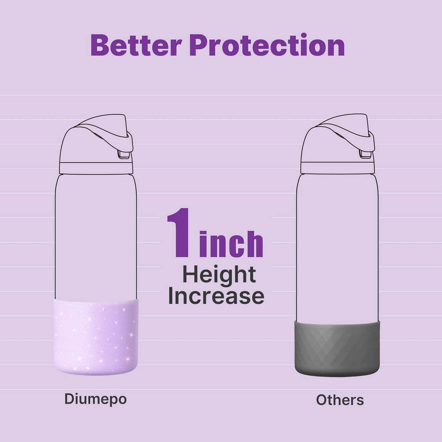 Silicone Water Bottle Boot for Owala 32 oz, Anti-Slip Protective Sleeve for Twist, FreeSip & Flip Stainless Steel Bottles, Bottom Base (Glitter Purple)