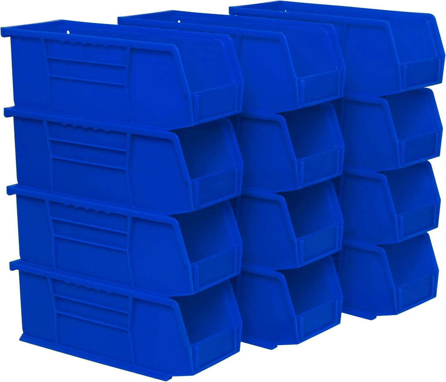 Akro-Mils 30224 AkroBins Plastic Storage Bins, Space-Saving Stackable Bins for Garage, Pantry, Craft Organization, 11" L x 4" W x 4" H, Blue, 12-Pack