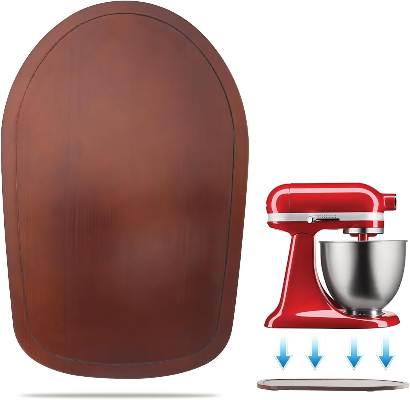 Mixer Slider Compatible with Kitchen aid Bowl Lift 4 .5-5 Qt Stand Mixer Pine Wood - Kitchen Countertop Storage Mover Sliding Caddy for Kitchen Aid 4 .5-5 Qt Mixer (4 .5-5 Qt -Bright Brown)