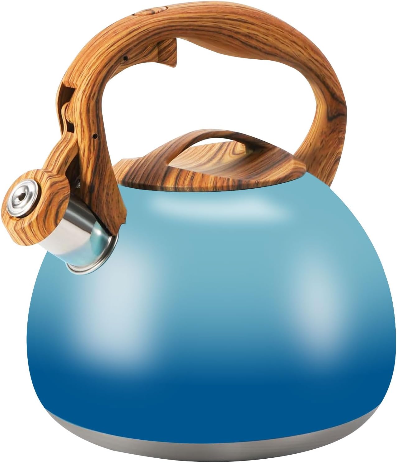 Tea Kettle, 3.2Qt/3Liter Whistling Kettle,Food Grade Cool Handle Tea pot,One-Button Switch, Apply to Various Stovetops, Coffee/Tea (Sky Blue Gradient)