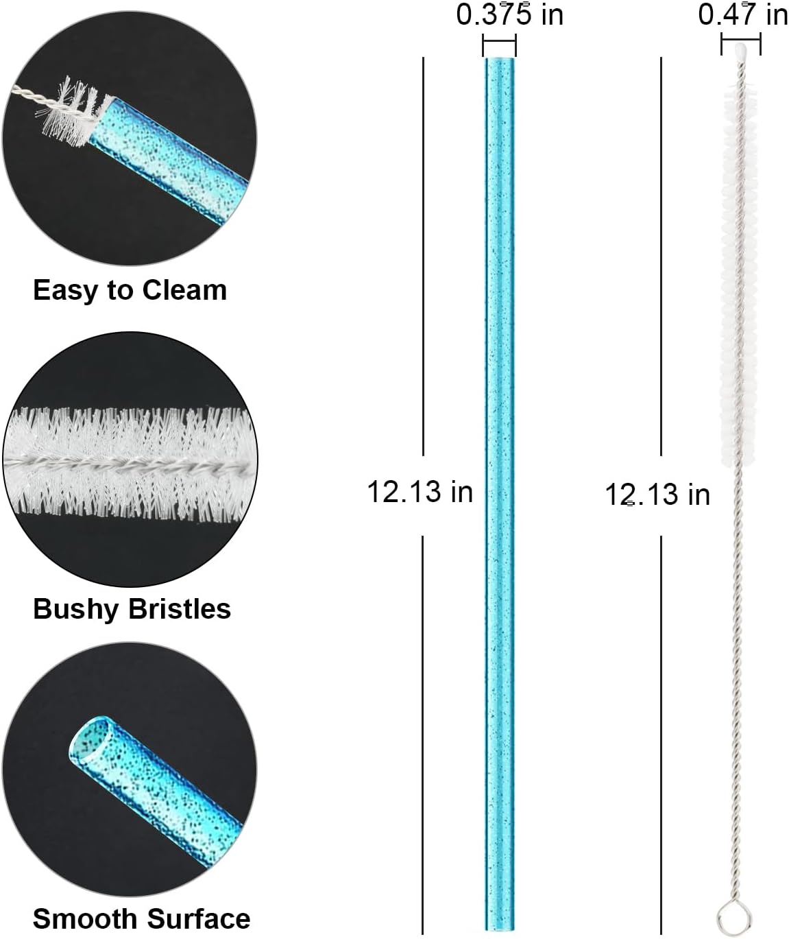 Replacement Straw for Stanley|Simple Modern|Owala 40 oz 30 oz Cup Tumbler, 10 Pack 12.13-In Long Reusable Plastic Straw with Cleaning Brush, Dishwasher Safe, Color, 11 Pieces