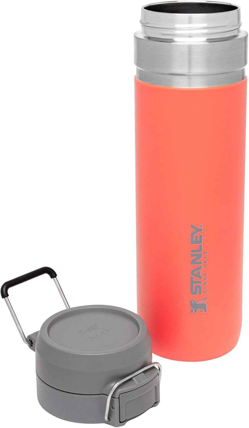 Stanley Quick Flip GO Water Bottle 24 oz | Push Button Lid | Leakproof and Packable for Travel and Sports | Insulated Stainless Steel | BPA-Free | Guava