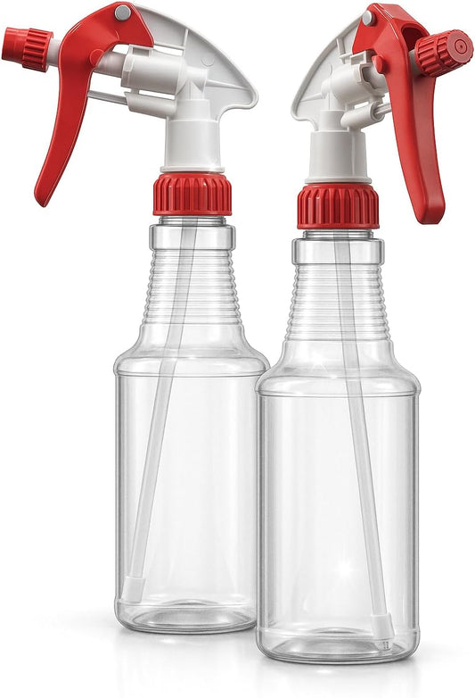 Bar5F Empty Plastic Spray Bottles 16-Ounce BPA-Free Food Grade Crystal Clear M-Series Fully Adjustable Sprayer (not for oil), 2-Pack