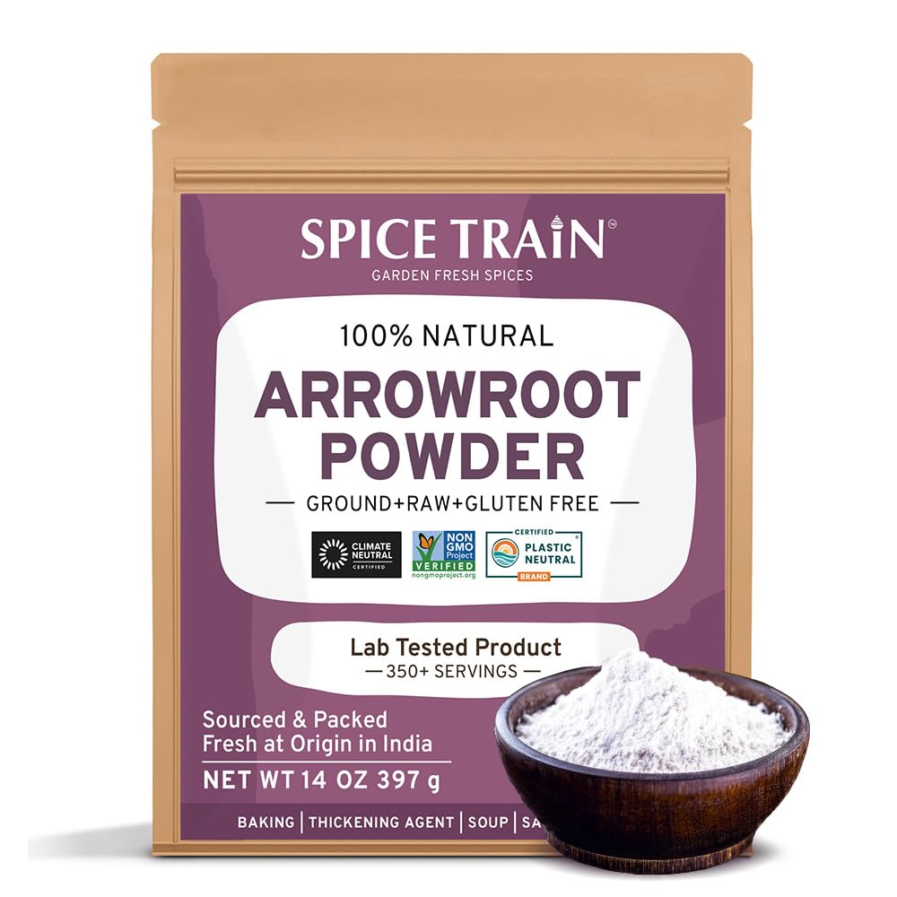 Arrowroot Powder (397g/14oz) Natural Thickener, Fine Ground | Wheat Flour Substitute | Non GMO, Gluten Free, Dairy Free | Neutral Flavor, Ideal for Baking/Cooking | Resealable Ziplock Pouch