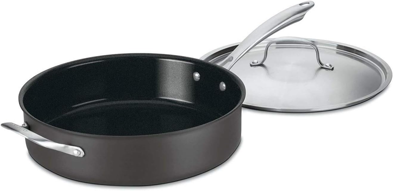 Cuisinart GG33-30H 5.5-Quart Saute Pan with Helper Handle and Cover GreenGourmet, Black