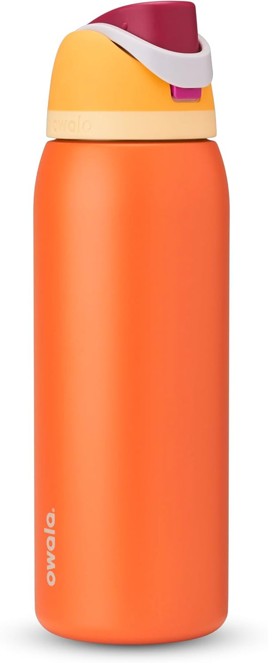 Owala FreeSip Insulated Stainless Steel Water Bottle with Straw for Sports, Travel, and School BPA-Free Sports Water Bottle, 40 oz, Citrus Crush