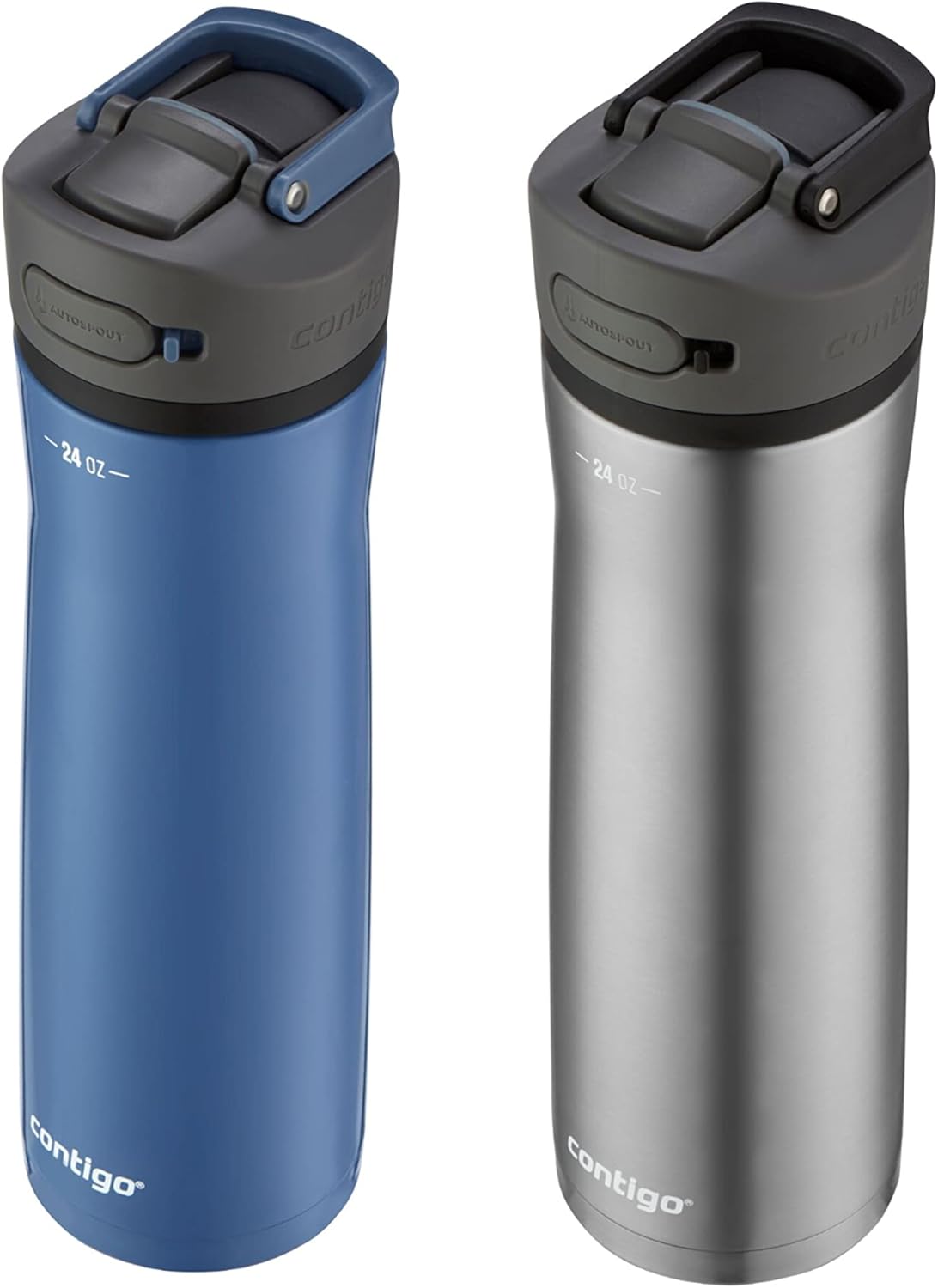 Contigo Ashland Chill 2.0, 2-Pack, 24oz, Stainless Steel with Straw and Handle, Dual Insulated for Cold and Hot Drinks, Blue Corn and Stainless Steel