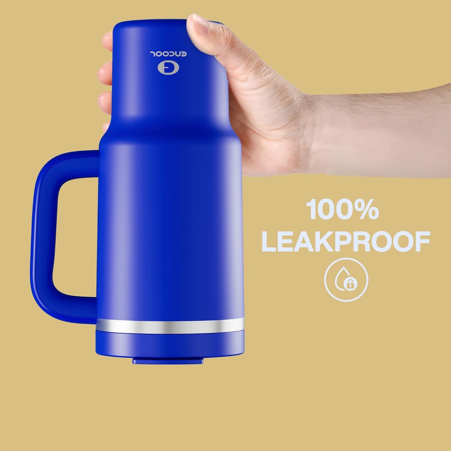 32 oz Tumbler with Handle and Straw: Stainless Steel Insulated Tumbler Keeps Cold for 24 Hours, Leakproof Travel Cup Fits in Cup Holder and BPA-Free,Royal Blue