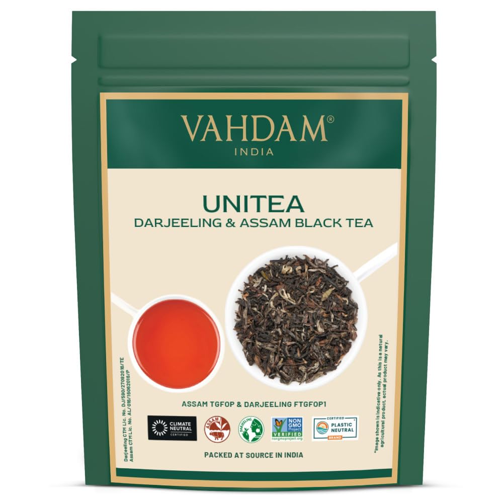 VAHDAM, UNITEA Black Tea Leaves +170 Cups,12oz | Blend Of Darjeeling & Assam Tea | ROBUST & FLAVORY Black Loose Leaf | Unblended Single Origin Tea | Vacuum Sealed Pack
