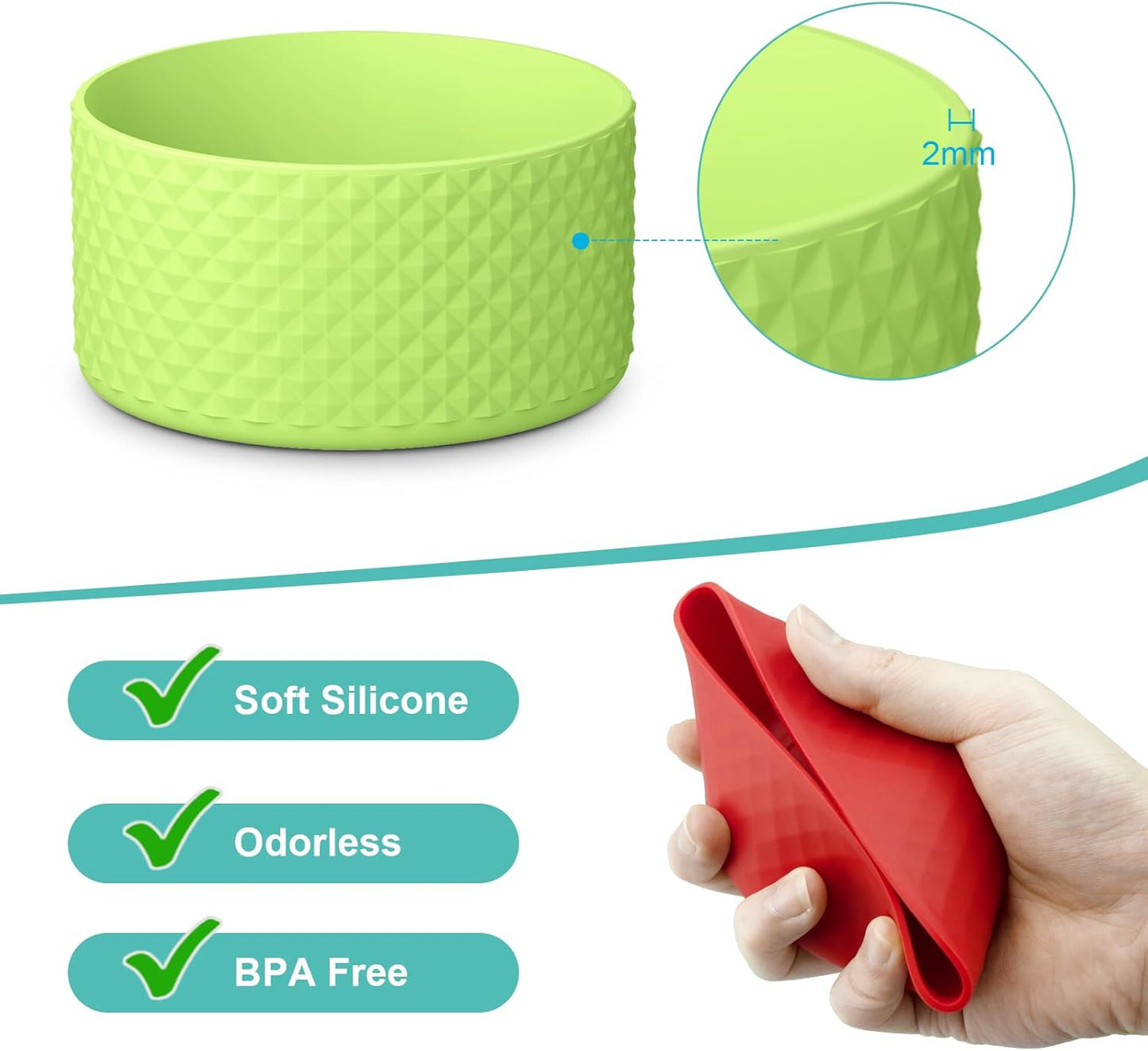 Upgrade 2PCS Protective Silicone Boot Bumper for Stanley Quencher Adventure 40oz 30oz 20oz Tumbler, Water Bottle Bottom Sleeve Cover Accessories for Stanley Mug Cup(Grape Green)