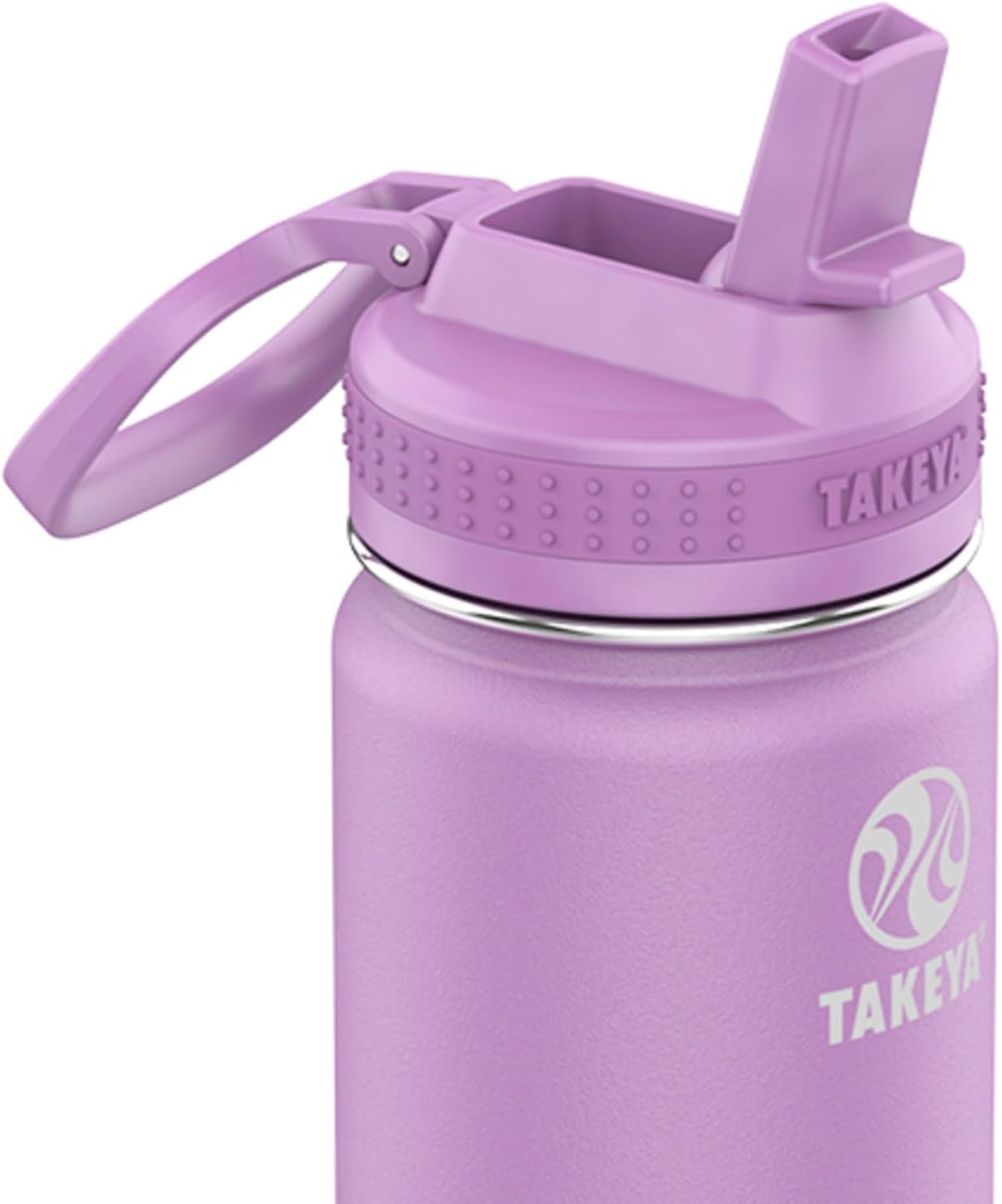 Takeya Actives 22 oz Water Bottle with Straw Lid - Double Wall Stainless Steel Insulation - Dishwasher Safe & BPA-Free - Removable Bumper - Lilac