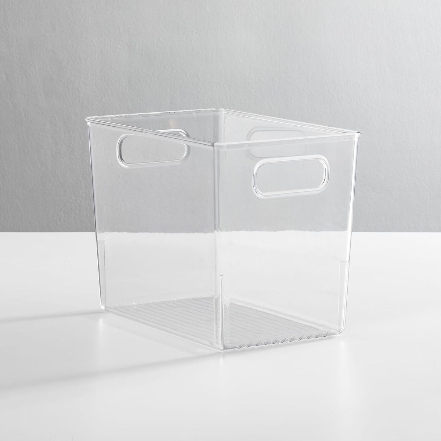 mDesign Plastic Deep Bathroom Storage Bin with Handles for Organizing Soaps, Shampoos, Conditioners, Body Wash, Serums, Oils, Supplements, Hair Styling Accessories, Ligne Collection - Clear