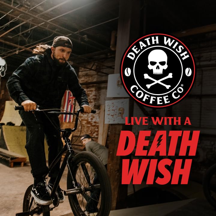 Death Wish Coffee, Whole Bean Dark Roast - USA Organic Coffee Beans Bundle/Bulk - Fair Trade Arabica & Robusta - 16 Ounce (Pack of 2)