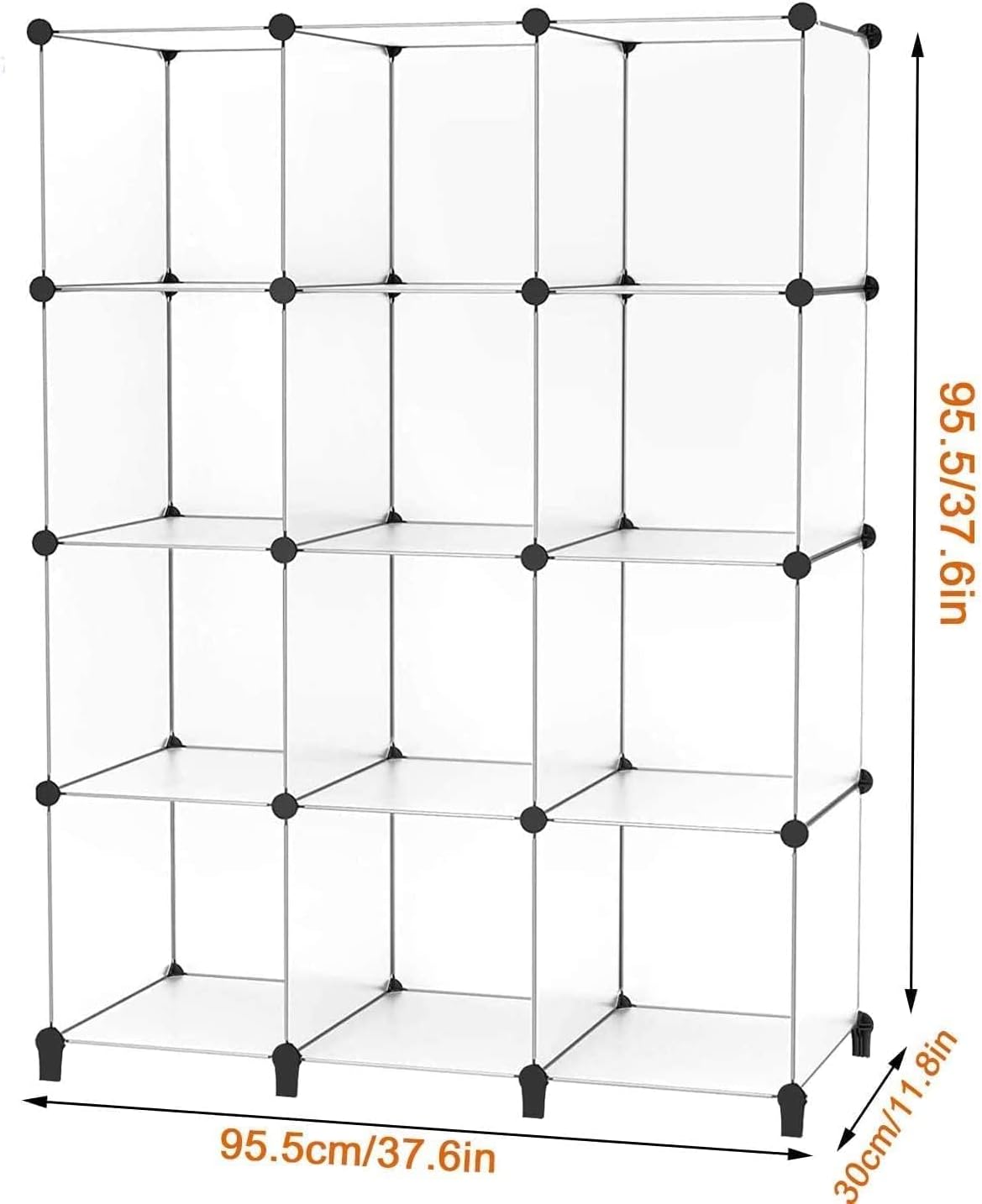 HOMIDEC Closet Organizer, 12-Cube Closet Organizers and Storage, Portable Cube Storage Organizer, Closet Shelves for Kids, Closet, Bedroom, Bathroom, Office, Transparent