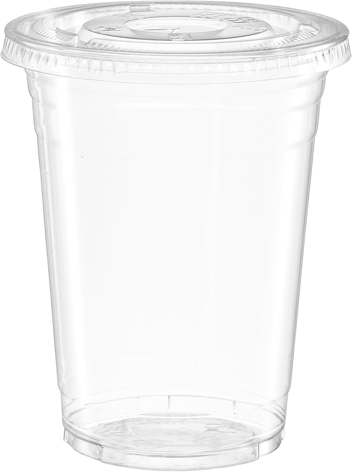 GUSTO Clear Plastic Cups with Flat Lids [16 oz - 50 Count] - Disposable Iced Coffee Cups with Lids - PET Plastic Cold Cups for Smoothies, Juices & To-Go Drinks - Formerly Comfy Package