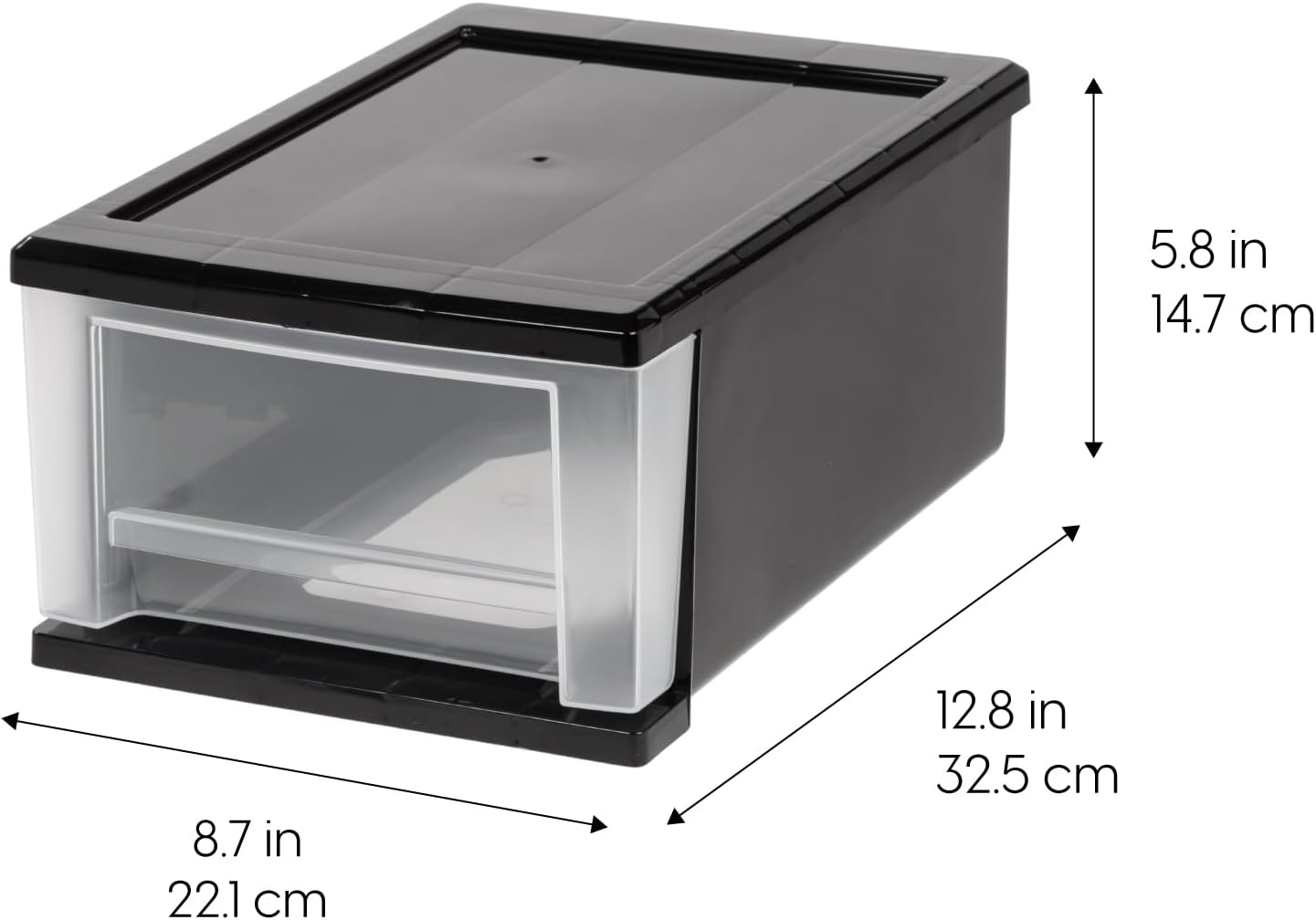 IRIS USA Plastic Stacking, Storage Organizer Unit with Sliding Drawer for Clothes Bedroom Kitchen Under Sink Pantry Craft Room Bathroom Dorm Office, 7 Qt. - 4 Pack, Black