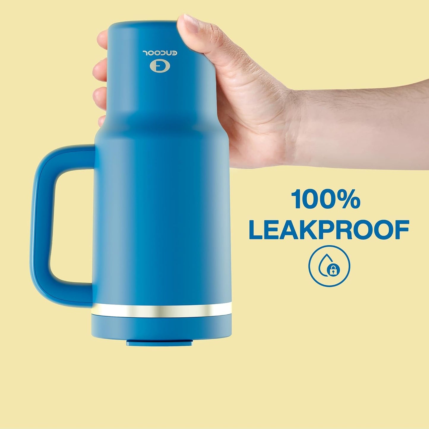 32 oz Tumbler with Handle and Straw: Stainless Steel Insulated Tumbler Keeps Cold for 24 Hours, Leakproof Travel Cup Fits in Cup Holder and BPA-Free,Celtic Blue