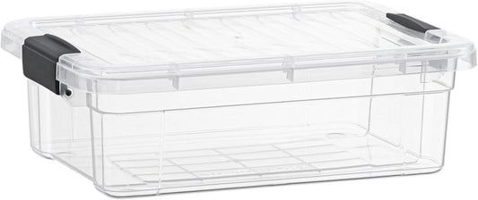 Superio 13.7 Qt Clear Plastic Storage Bins with Lids and Latches, Organizing Containers, Stackable Plastic Bin for Home, Garage, School, and Office