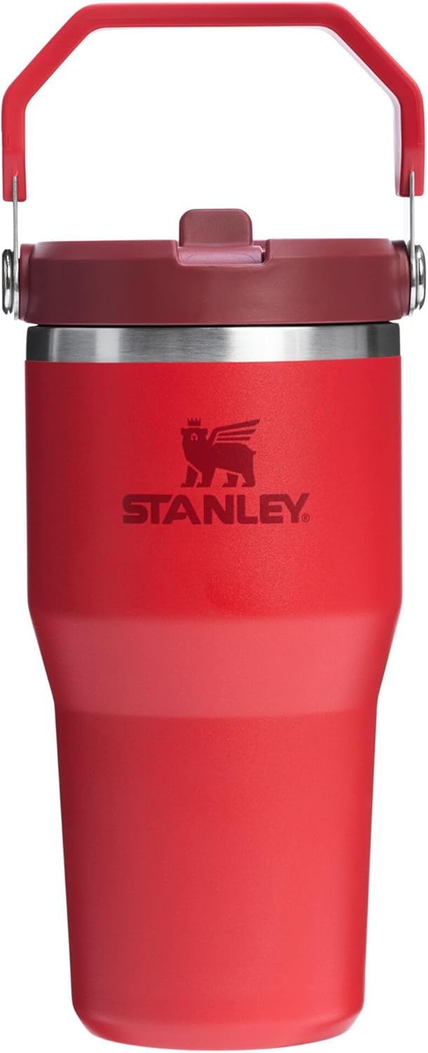 STANLEY IceFlow 2.0 Flip Straw Tumbler with Handle 20 oz | Twist On Lid and Flip Up Straw | Leak Resistant Water Bottle | Insulated Stainless Steel | BPA-Free | Chili Red