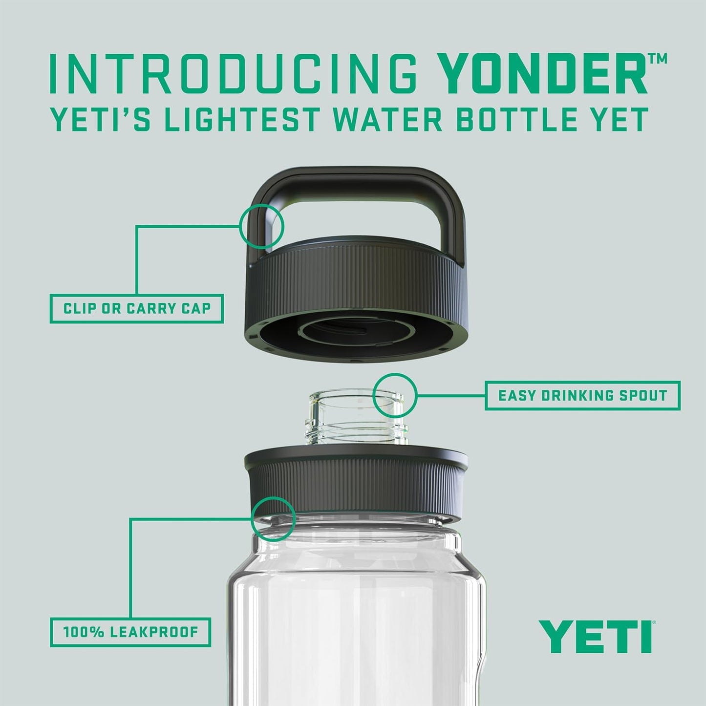 YETI Yonder Water Bottle with Yonder Chug Cap, Lightweight, Leakproof and BPA-Free