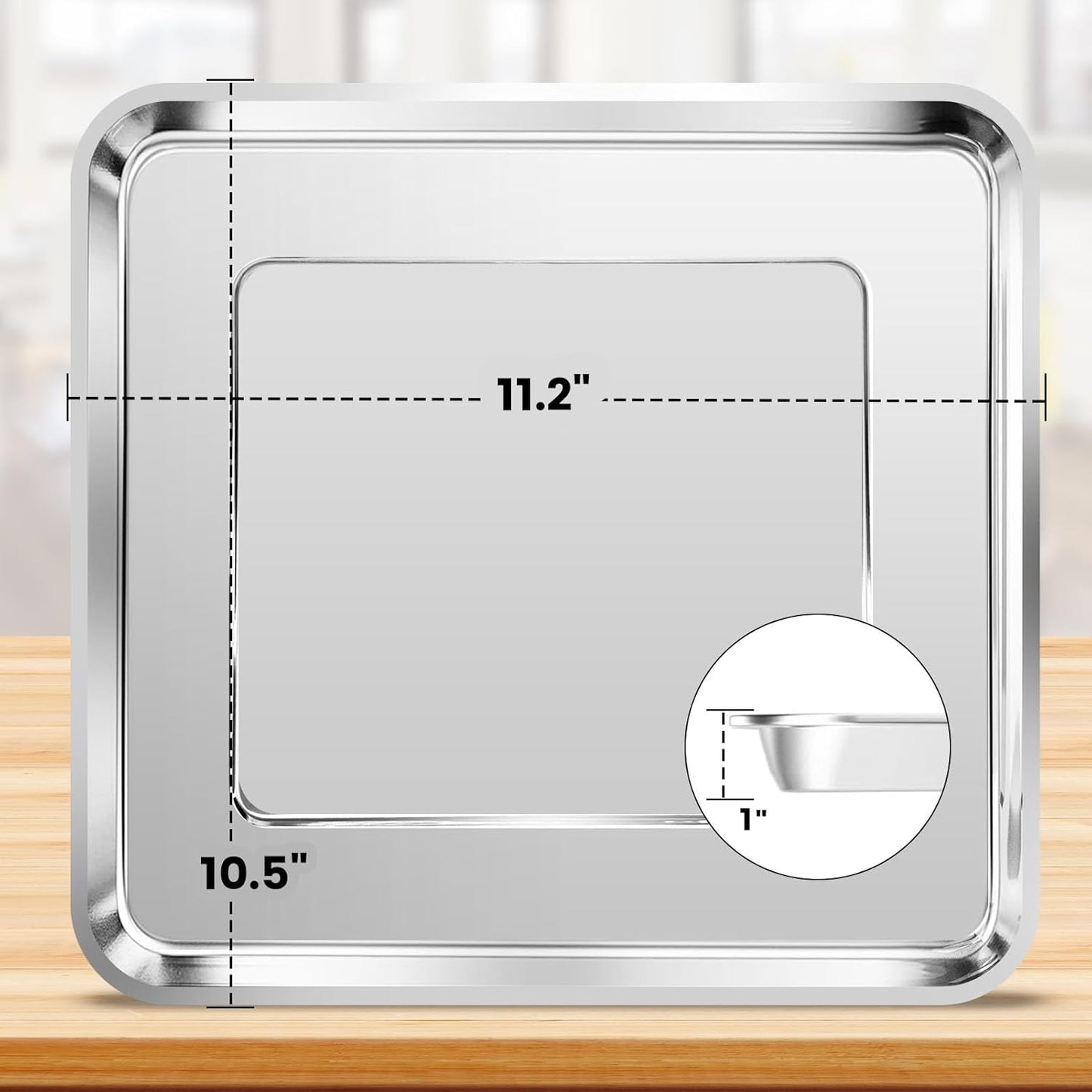 Air Fryer Baking Pan for Nuwave Bravo 12 in 1 21 Qt Air Fryer Toaster Oven, 11.2'' * 10.5'' Air Fryer Grill Pan Grill Plate Crisper Plate Rack Parts Accessories Tray, Stainless Steel