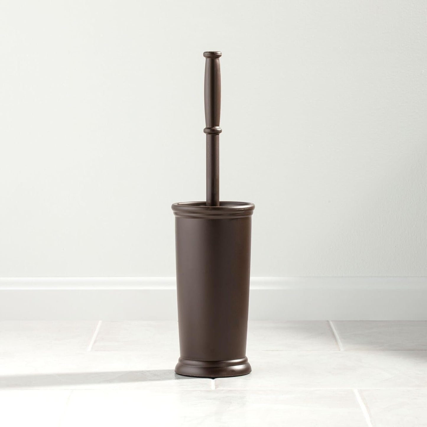 mDesign Metal Freestanding Slim Toilet Bowl Brush and Holder