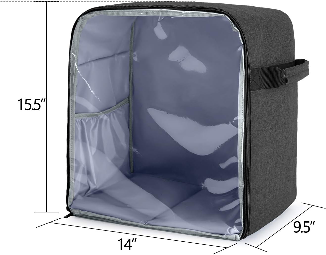 Luxja Dust Cover Compatible with 4.5-Quart and 5-Quart KitchenAid Mixers (with a Bottom Padding Pad), Dust Cover (Clear Front Panel) for Stand Mixers and Extra Accessories, Black (Patented Design)