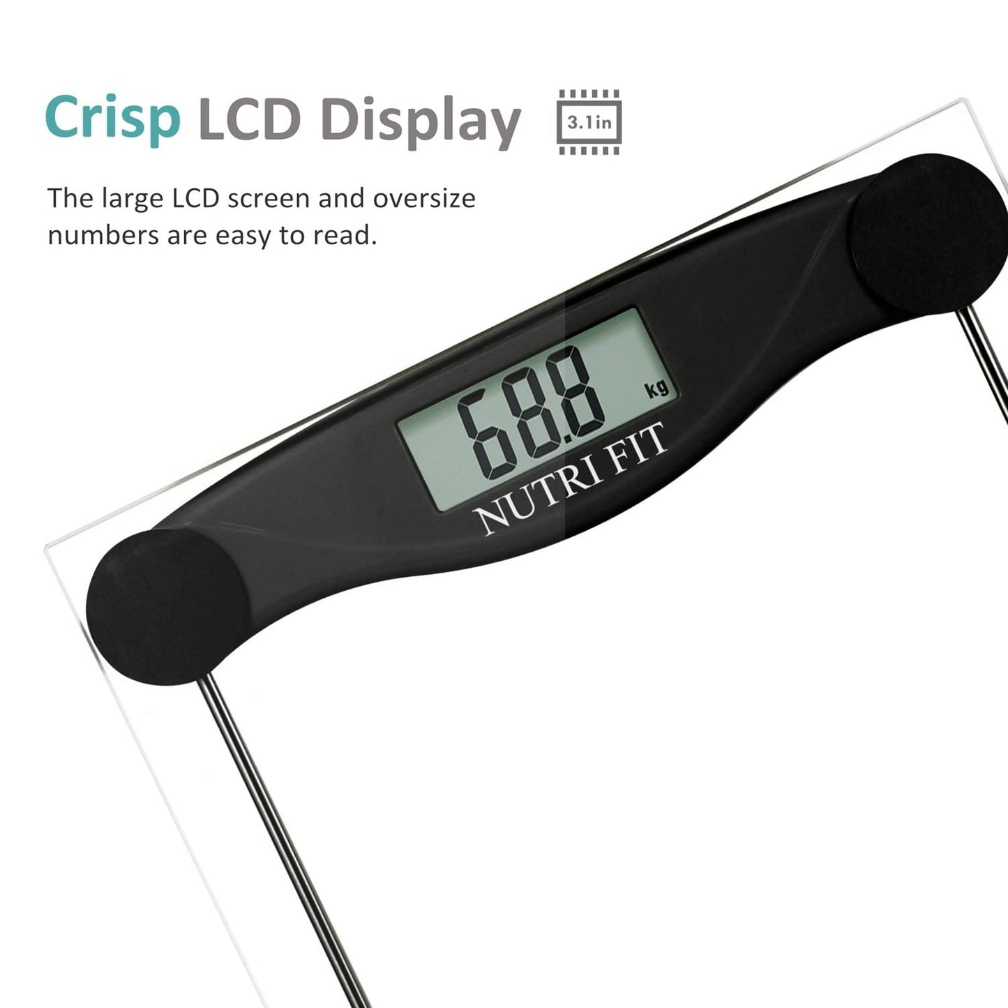 Digital Bathroom Scale for Body Weight Accurate, Smart Weighing Scale Bath Electronic Scale Kg for Weight Loss, 330lbs Capacity, Large Display, Black