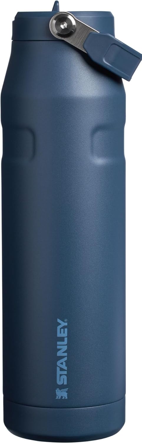 STANLEY IceFlow Flip Straw 2.0 Water Bottle 36 OZ | Built-In Straw with Larger Opening | Lightweight & Leak-Resistant | Insulated Stainless Steel | BPA-Free | Navy