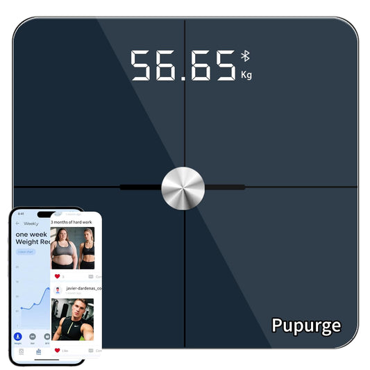 Digital Bathroom Scale, Accurate to 0.1lb/0.05kg Auto-calibrated, 25 Essential Body Composition Analysis BMI, Body Fat, Multi-Frequency tech, Smart Scale for Body Weight, Weighing to 400lb