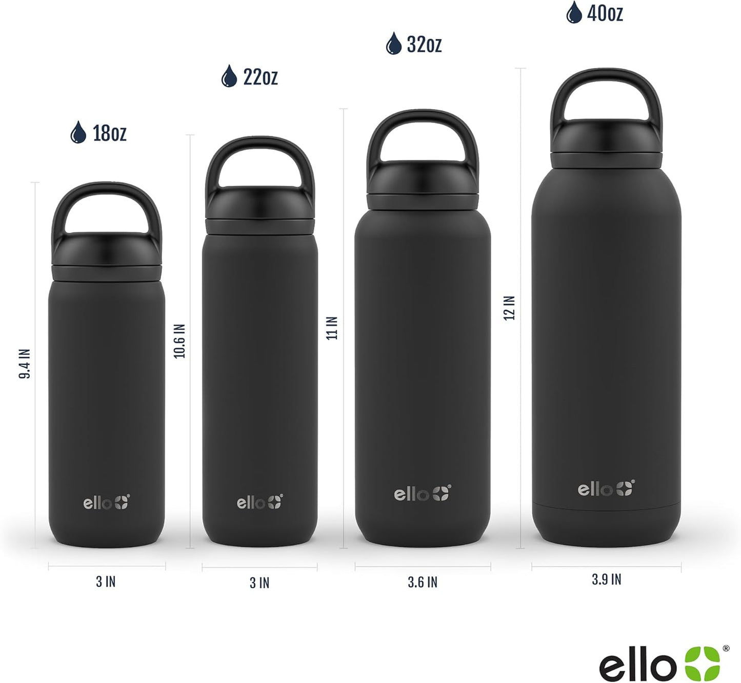 Ello Cooper 18oz Kids Stainless Steel Water Bottle with 2 Lids Chug and Straw | Leak Proof Double Walled and Vacuum Insulated | Fits Car Cupholder | Built in Carry Loop | Dishwasher Safe | Antigua