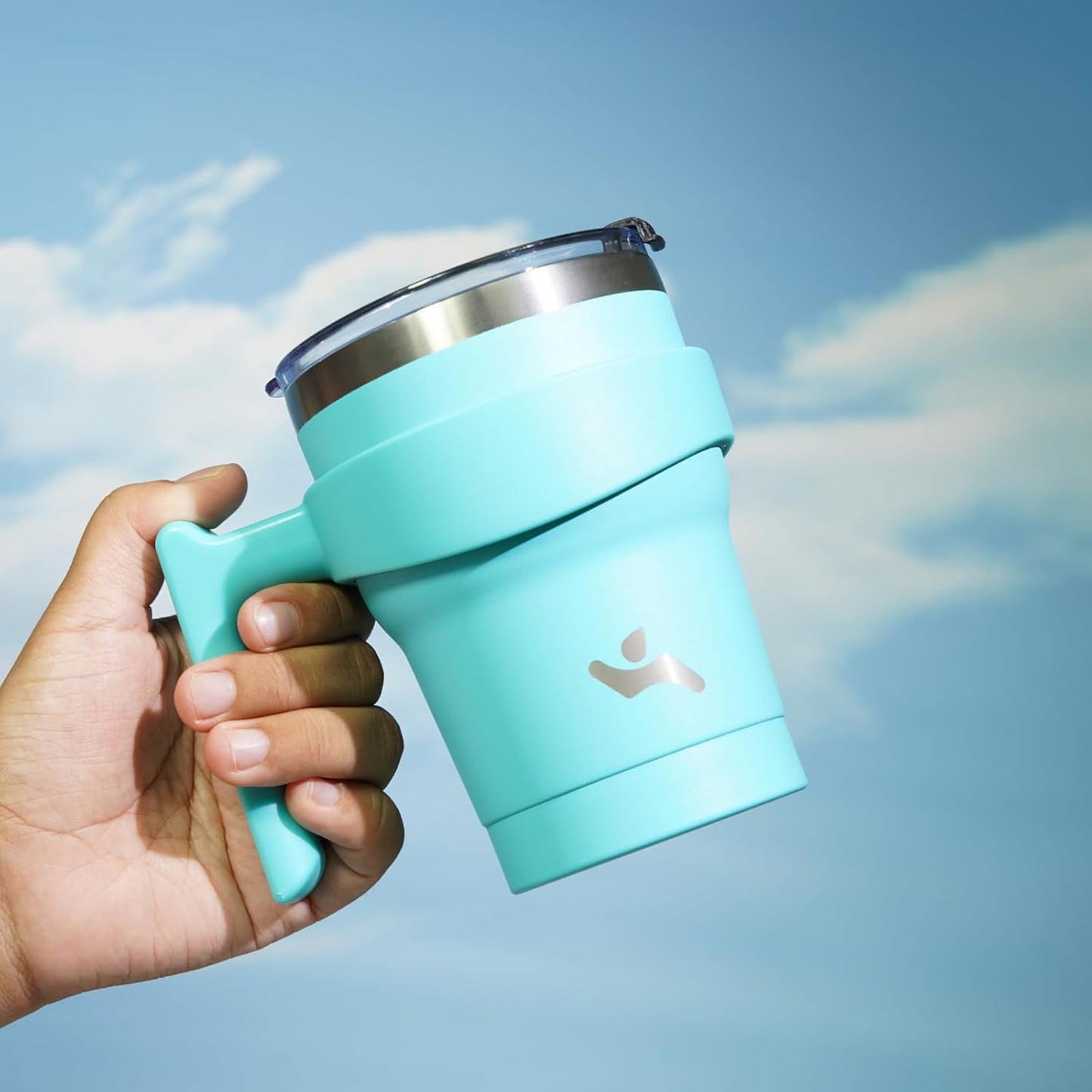 10 oz Tumbler with Handle and 2 Straw 2 Lid, Insulated Water Bottle Stainless Steel Vacuum Cup Reusable Travel Mug,Turquoise