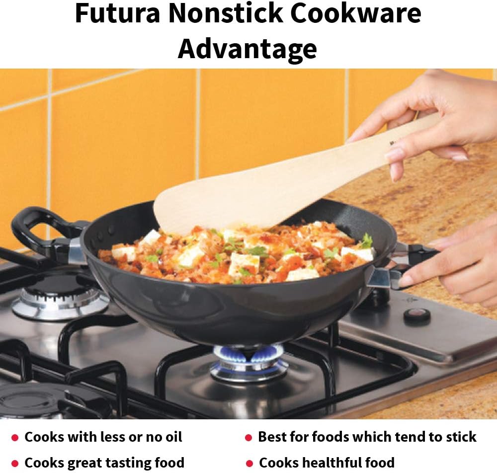 HAWKINS Futura Nonstick Kadhai 4 L, 30 cm, 3.25 mm with SS lid