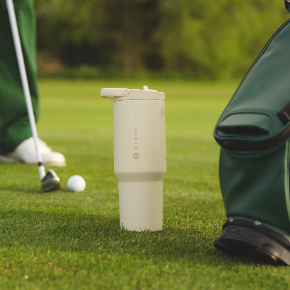 HydroJug Sport - Stainless Steel Tumbler with Straw, Vacuum Insulated, 32oz Leakproof Water Bottle, Ergonomic Design, Reusable, Dishwasher Safe, Rubber Base, Durable for Gym or Outdoors, Light Blue