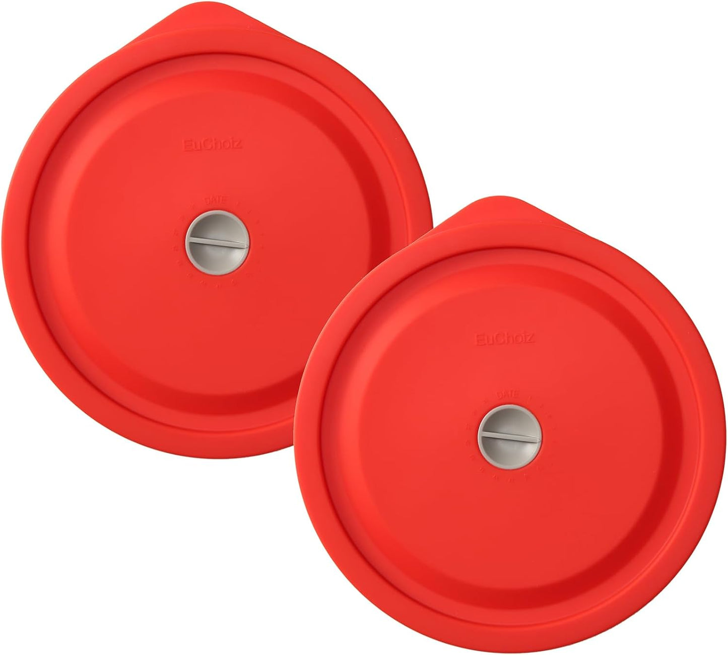 Replacement Lids for Pyrex 7200-PC 2 Cup, Silicone Round Storage Cover Lid for Anchor Hocking Glass Bowl 2 Pack with Date Mark Red