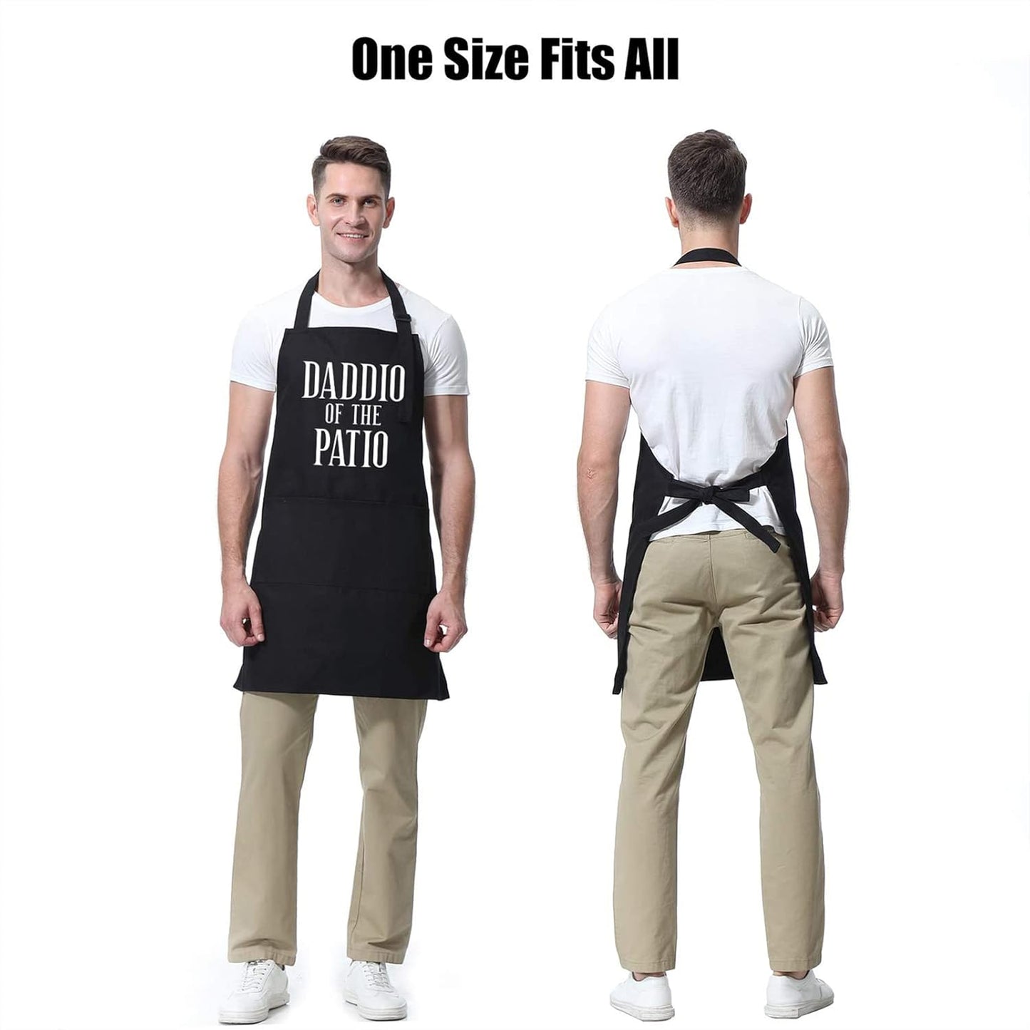 Miracu Grill Apron for Daddy, Daddio of The Patio, Dad Gifts from Daughter Son - Funny Fathers Christmas, Birthday Gifts for Dad, Best Step Daddy, Father in Law - Papa Aprons for Grilling BBQ Cooking