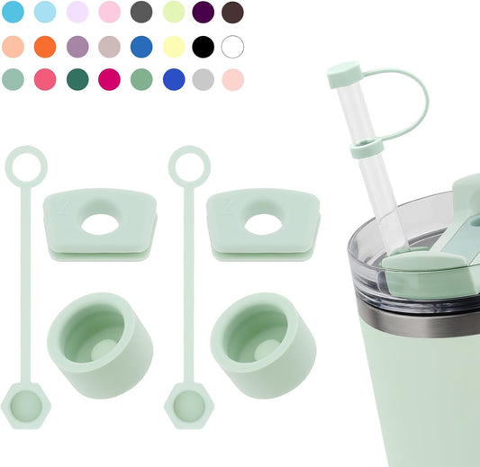 Silicone Spill Stopper Set Compatible with Stanley Cup 2.0 30oz & 40oz with Straw Cover (Set of 2, Mist)