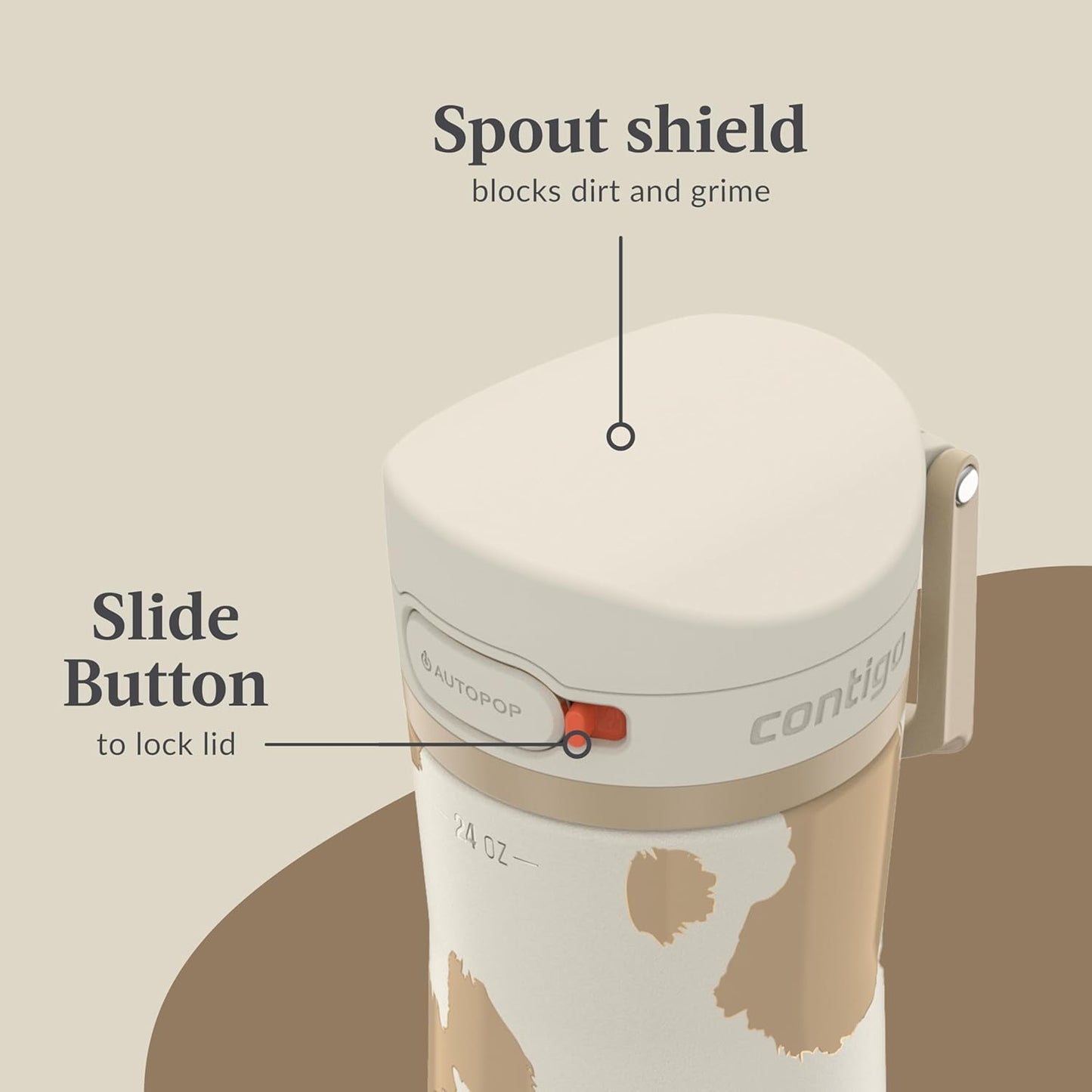 Contigo x Ally Love Jackson Chill 2.0, Stainless Steel, Spill Proof Water Bottle with AutoPop Lid, BPA Free, 24oz, Oatmilk