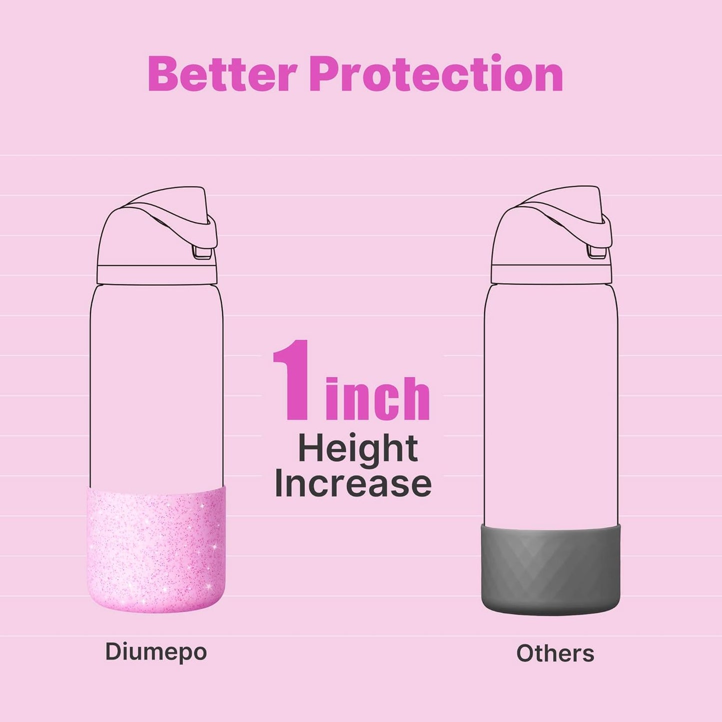 Silicone Water Bottle Boot for Owala 32 oz, Anti-Slip Protective Sleeve for Owala Twist & FreeSip & Flip Stainless Steel Water Bottle, Boot Bottom Base for Owala (Glitter Pink)