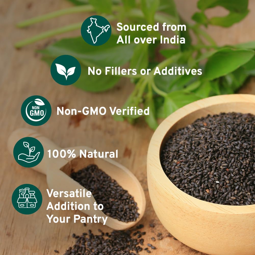 HANDPICK Holy Basil Seeds (397g/14oz) Gluten free, Raw Sabja, Tukmaria Seeds from India, Packed in Resealable Zip Lock Pouch
