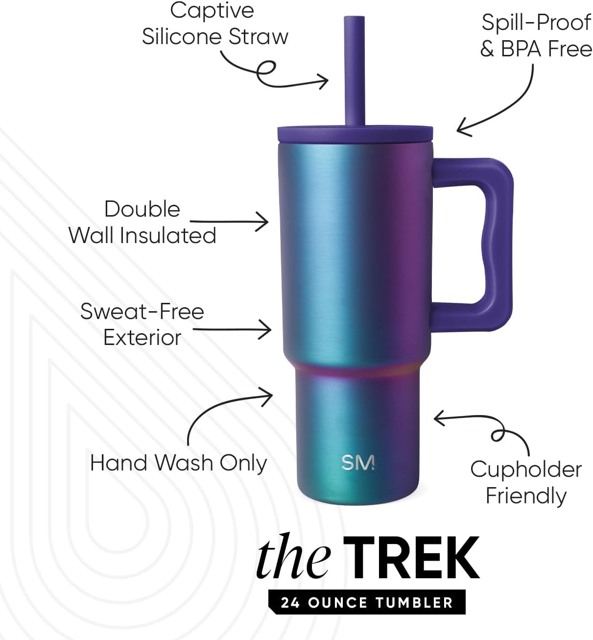 Simple Modern Kids 24 oz Tumbler with Handle and Silicone Straw Lid | Spill Proof and Leak Resistant | Reusable Stainless Steel Bottle | Gift for Kids Boys Girls | Trek Collection | Prism (Pack of 12)