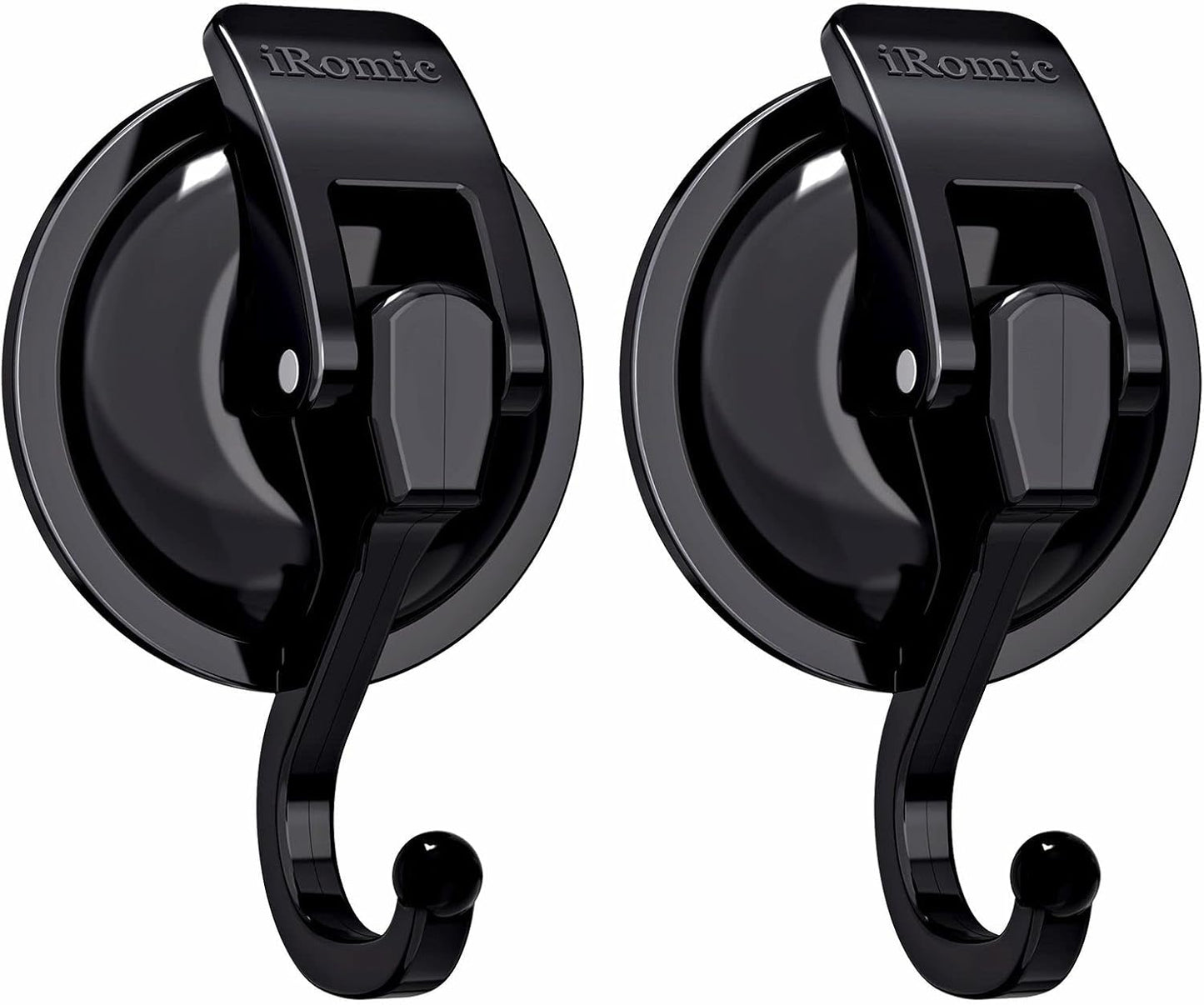Heavy Duty Vacuum Suction Cup Hooks (2Pack) for Shower,Glass Window,Kitchen&Bathroom&Restroom Organization,Black.