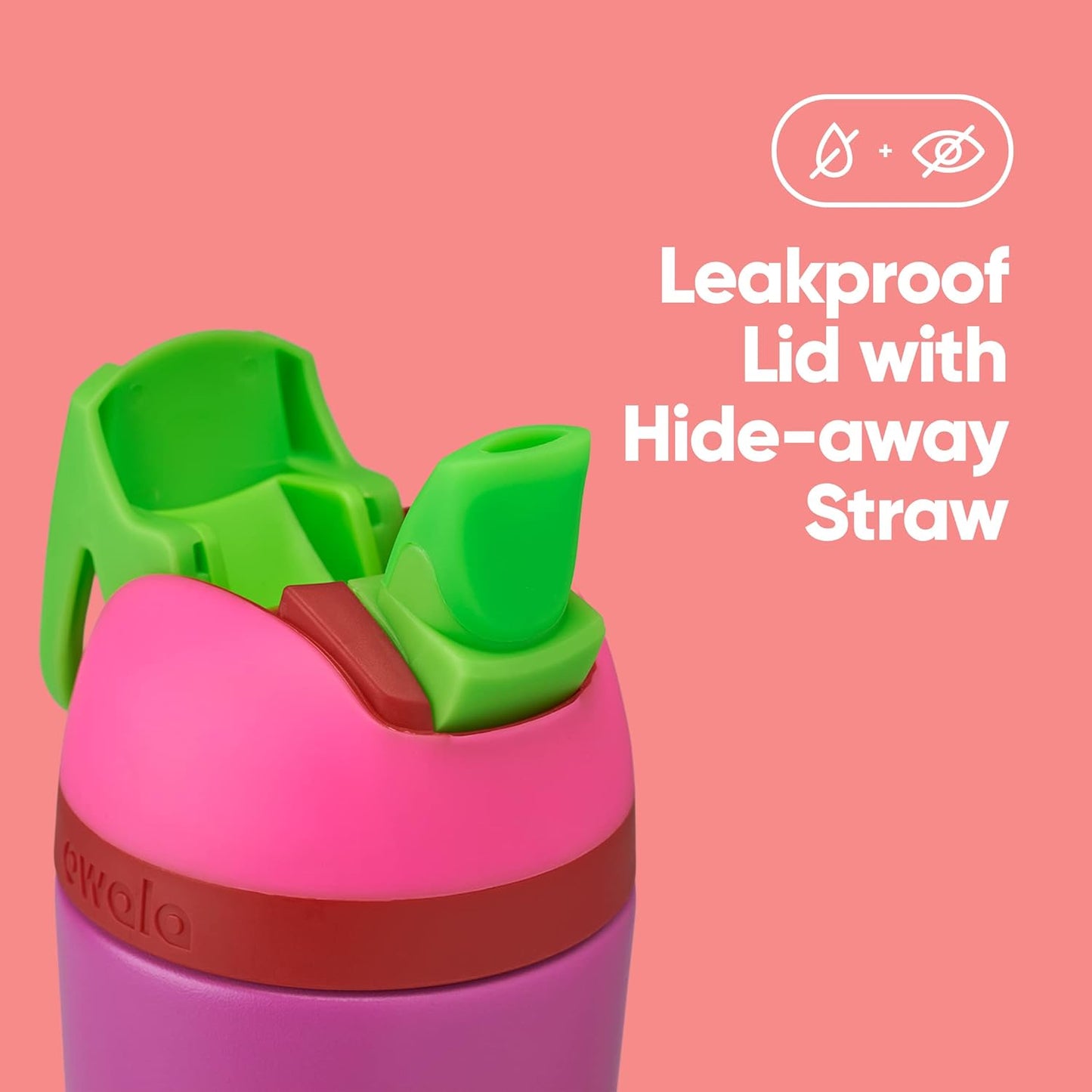 Owala Kids Flip Insulated Stainless-Steel Water Bottle with Straw and Locking Lid, 14-Ounce, Pink/Purple (All the Berries)